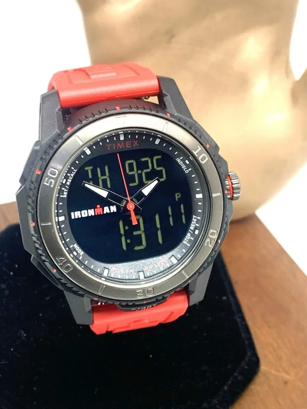 Timex Men's Watch TW5M55000 Ironman Quartz Sport Red Black Rubber Band 46mm